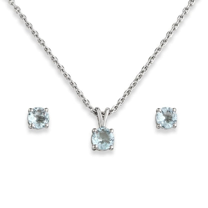 Parure Oura – Argent 925 rhodié & Aigue-marine