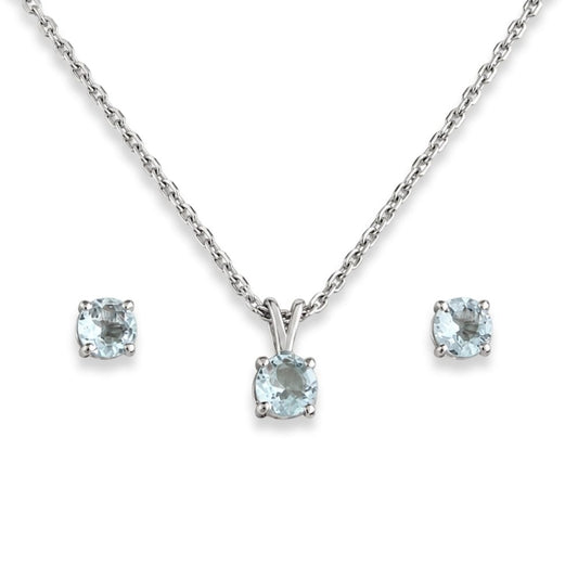 Parure Oura – Argent 925 rhodié & Aigue-marine
