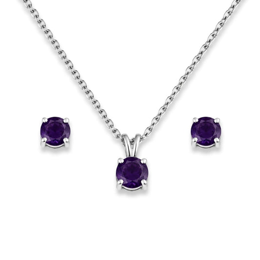 Parure Violetta – Argent 925 rhodié & Améthyste