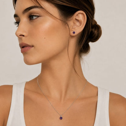Parure Violetta – Argent 925 rhodié & Améthyste