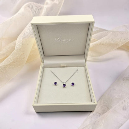 Parure Violetta – Argent 925 rhodié & Améthyste