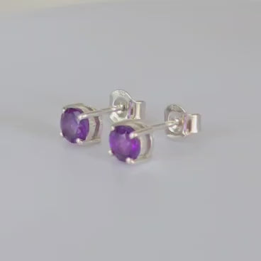 Violetta Earrings - Rhodium-Plated 925 Sterling Silver and Amethyst