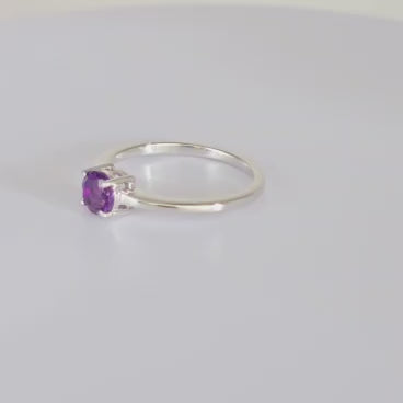 Violetta Ring - Rhodium Plated 925 Silver and Amethyst