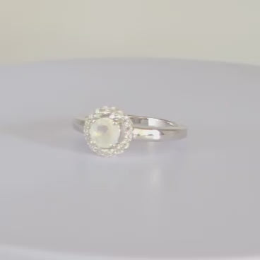 Lunia Ring - Rhodium-plated 925 Silver and Moonstone